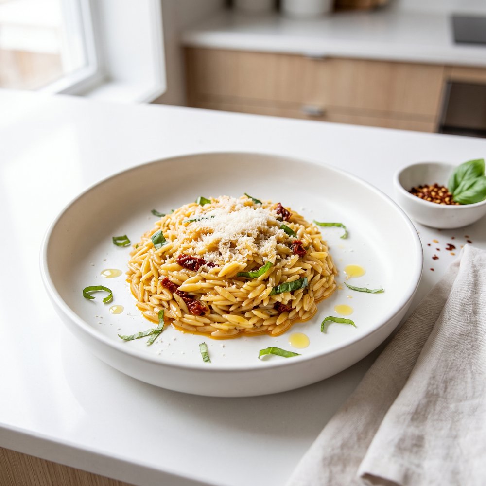 Orzo with Sun-Dried Tomatoes and Fresh Basil