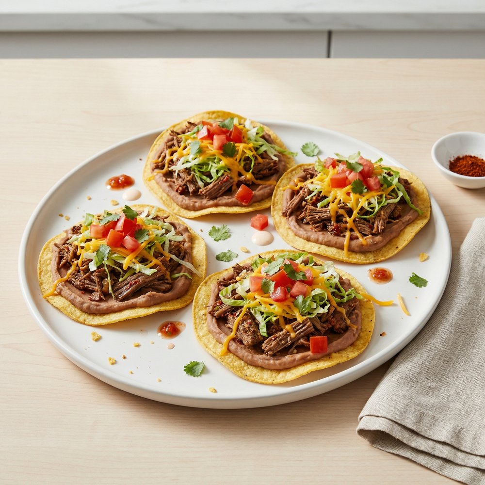 Crispy Oven Beef-and-Bean Tostadas