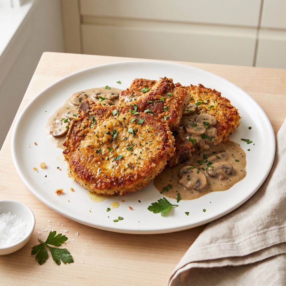 Oven-Baked Pork Chops with Creamy Mushroom Sauce