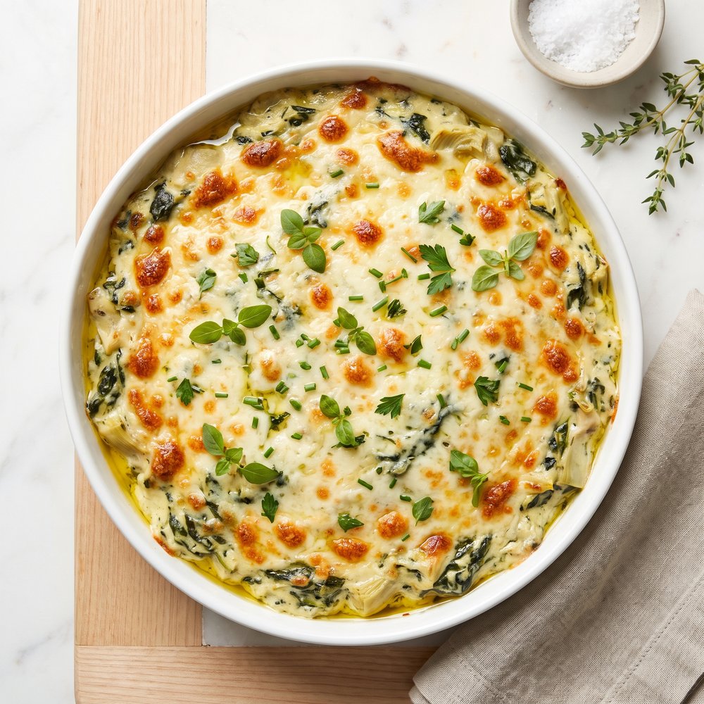 Oven-Baked Spinach and Artichoke Dip (No Mayo)
