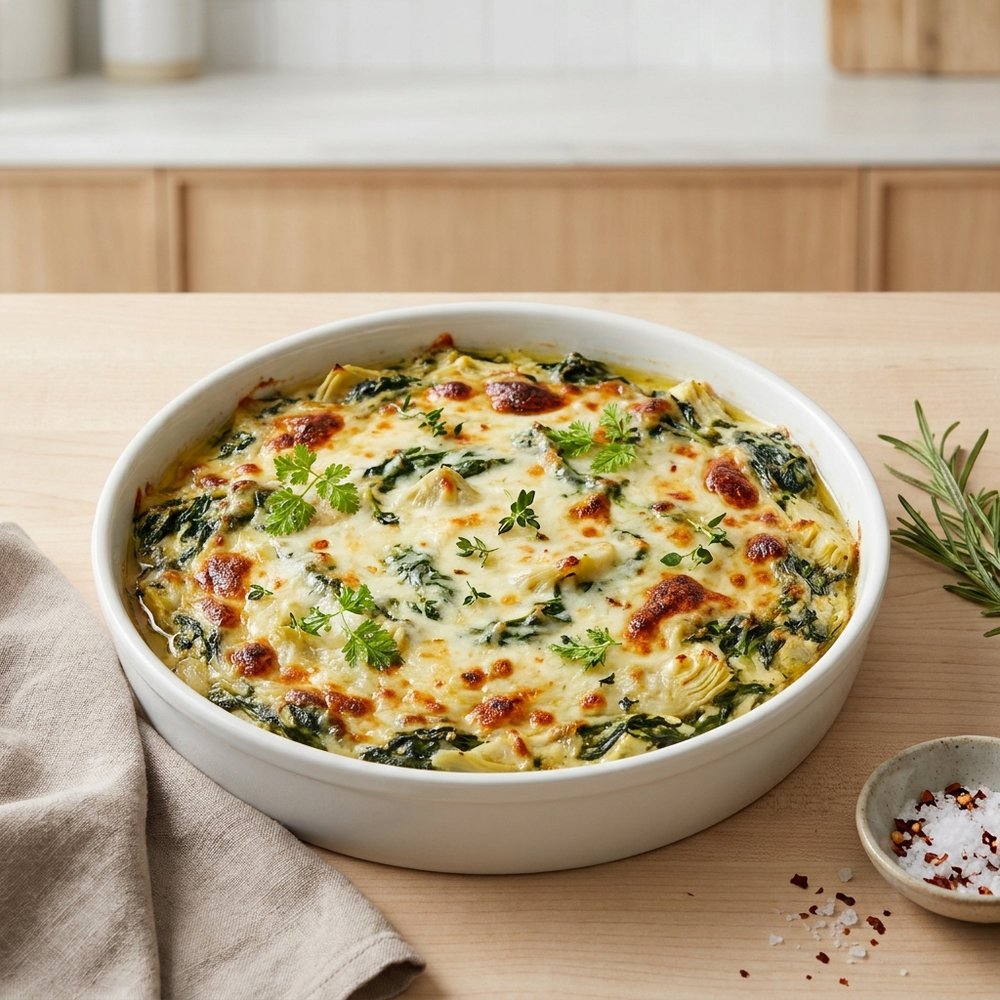 Oven-Baked Spinach and Artichoke Dip (No Mayo)