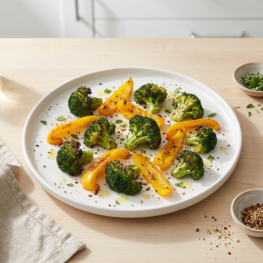 Oven-Roasted Broccoli with Bell Pepper