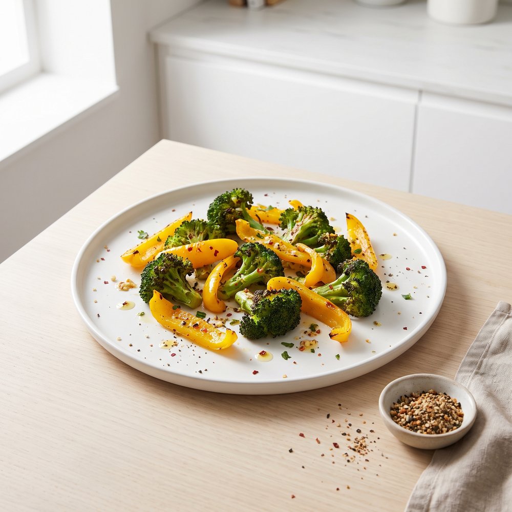 Oven-Roasted Broccoli with Bell Pepper