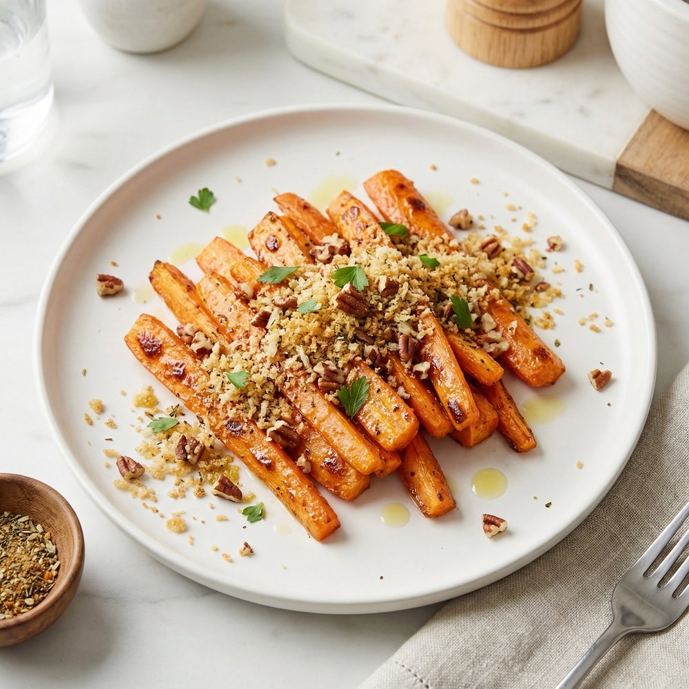 Roasted Carrots with Pecans and Panko