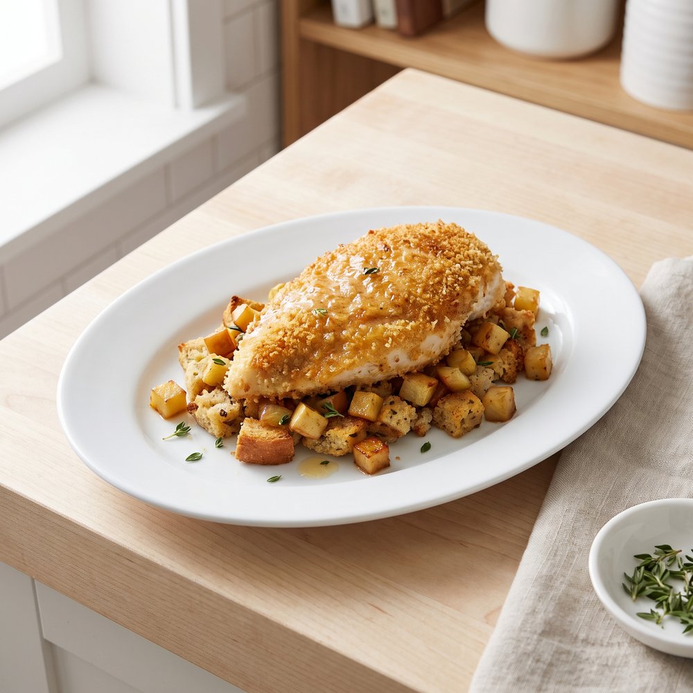 Oven-Roasted Chicken with Apple-Stuffed Casserole