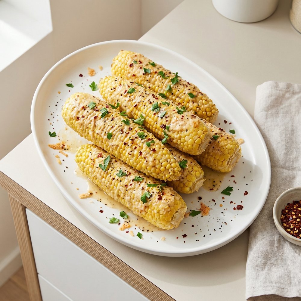 Baked Corn on the Cob with Parmesan Mayo