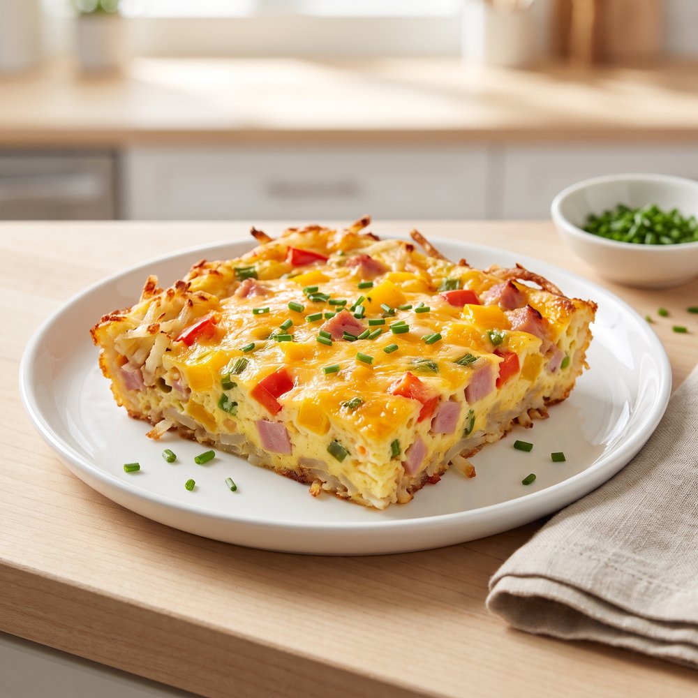 Overnight Slow-Cooker Ham and Cheese Breakfast Bake