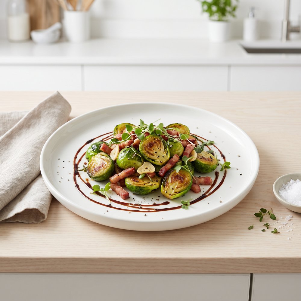 Pan-Braised Brussels Sprouts with Bacon