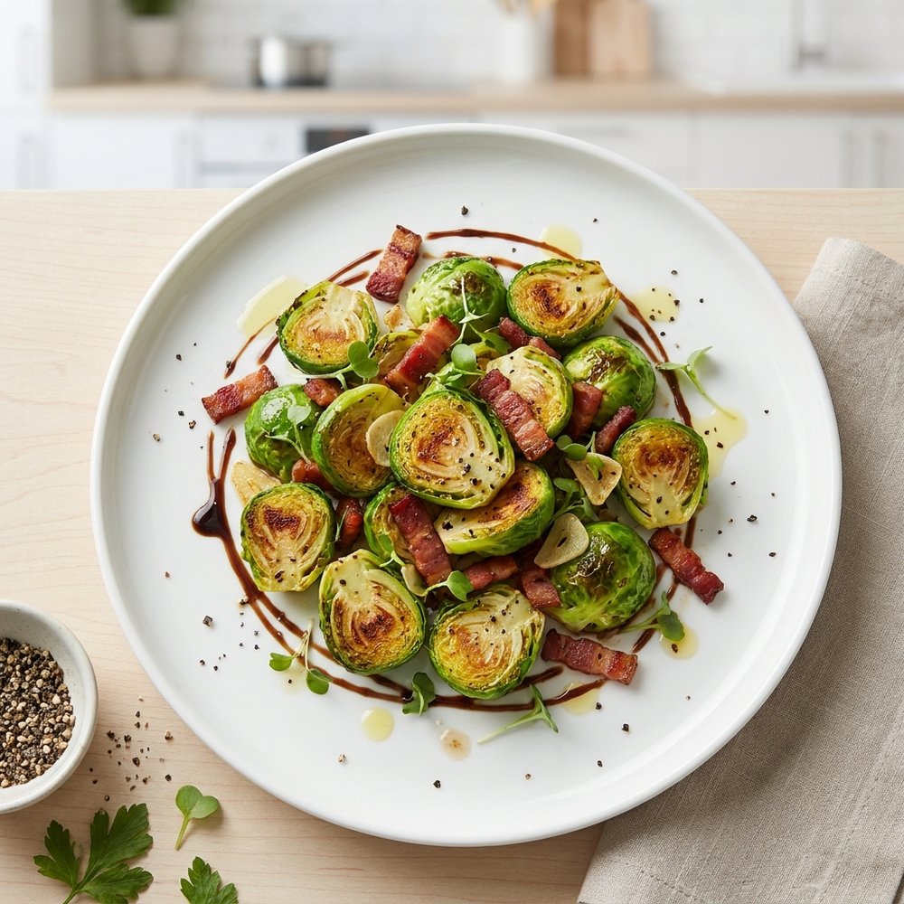 Pan-Braised Brussels Sprouts with Bacon