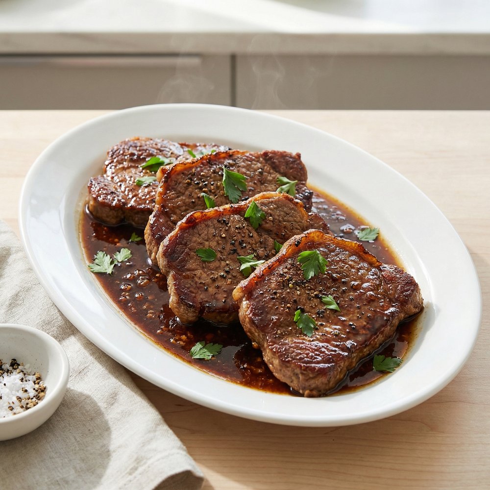 Skillet Cube Steaks with Buttery Worcestershire Pan Sauce