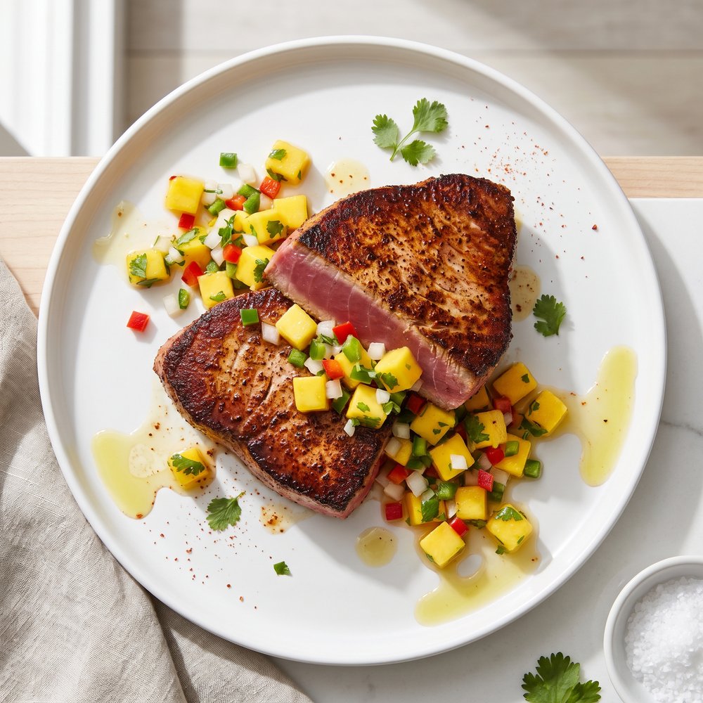 Pan-Seared Blackened Tuna with Fresh Mango Salsa