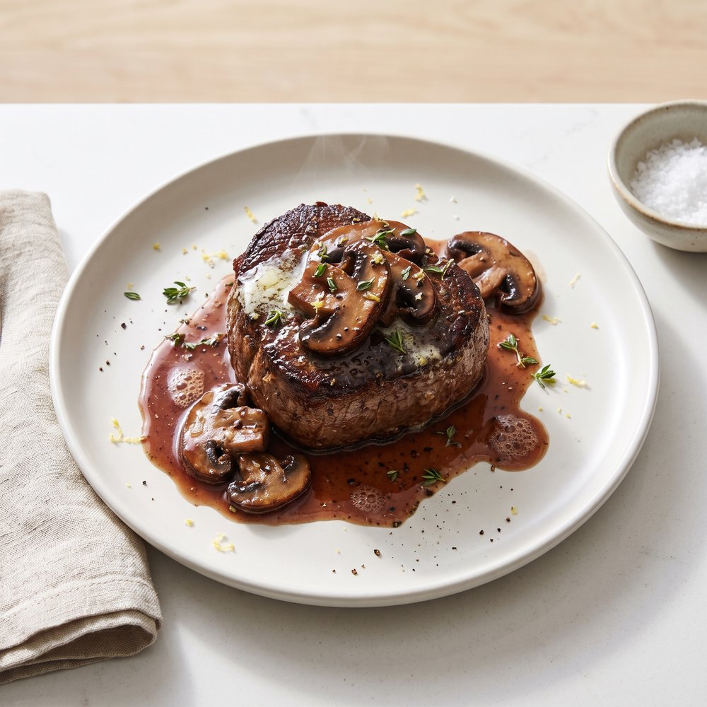 Pan-Seared Filet Mignon with Mushroom Pan Sauce