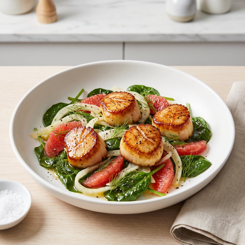 Pan-Seared Scallops with Grapefruit and Fennel Salad
