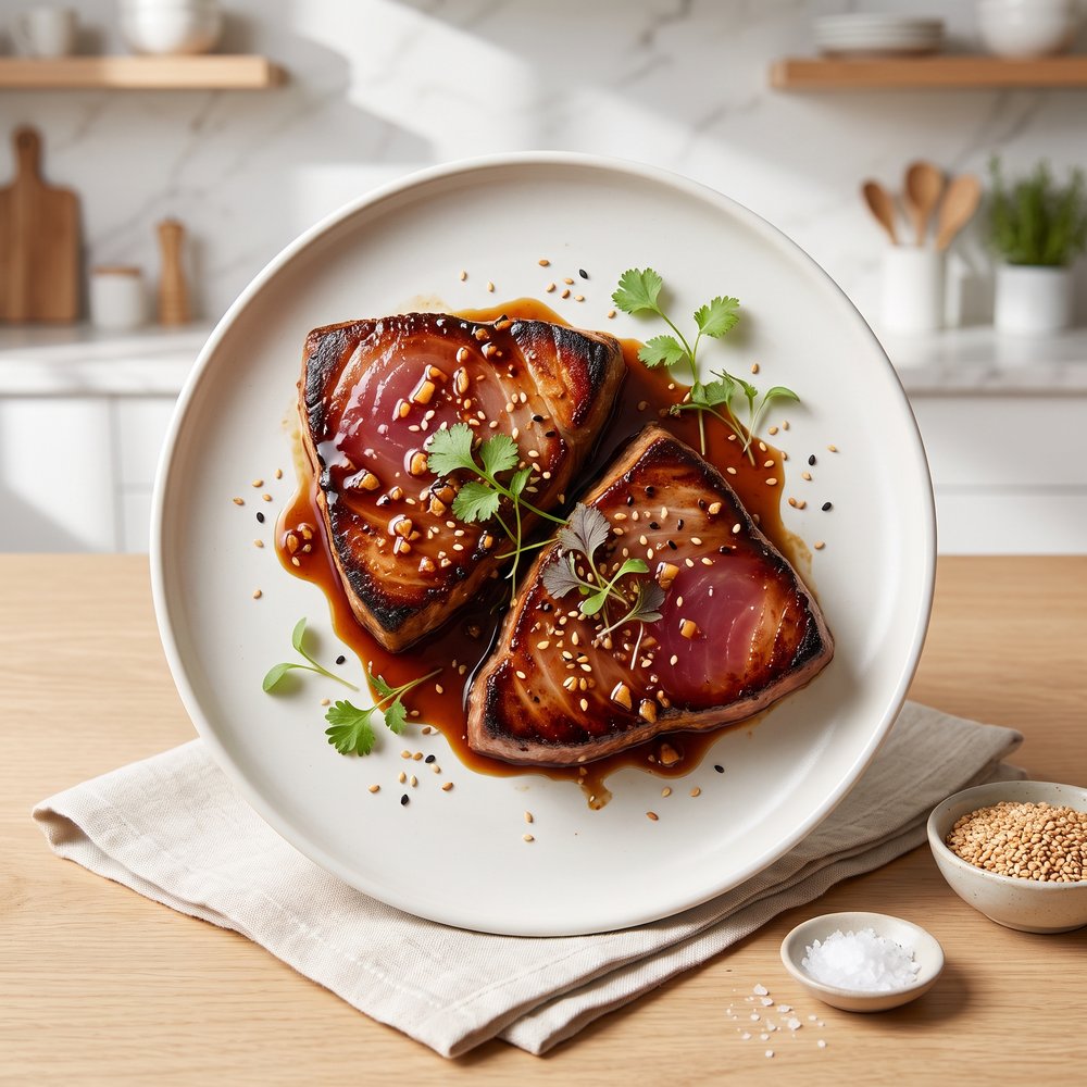 Pan-Seared Tuna Steaks with Soy-Sesame Marinade
