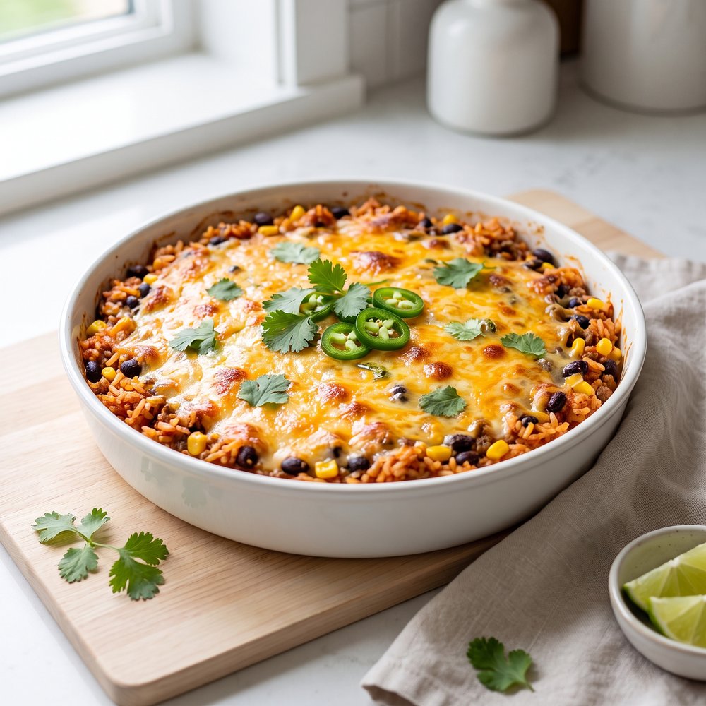 Pantry Tex-Mex Beef and Rice Bake