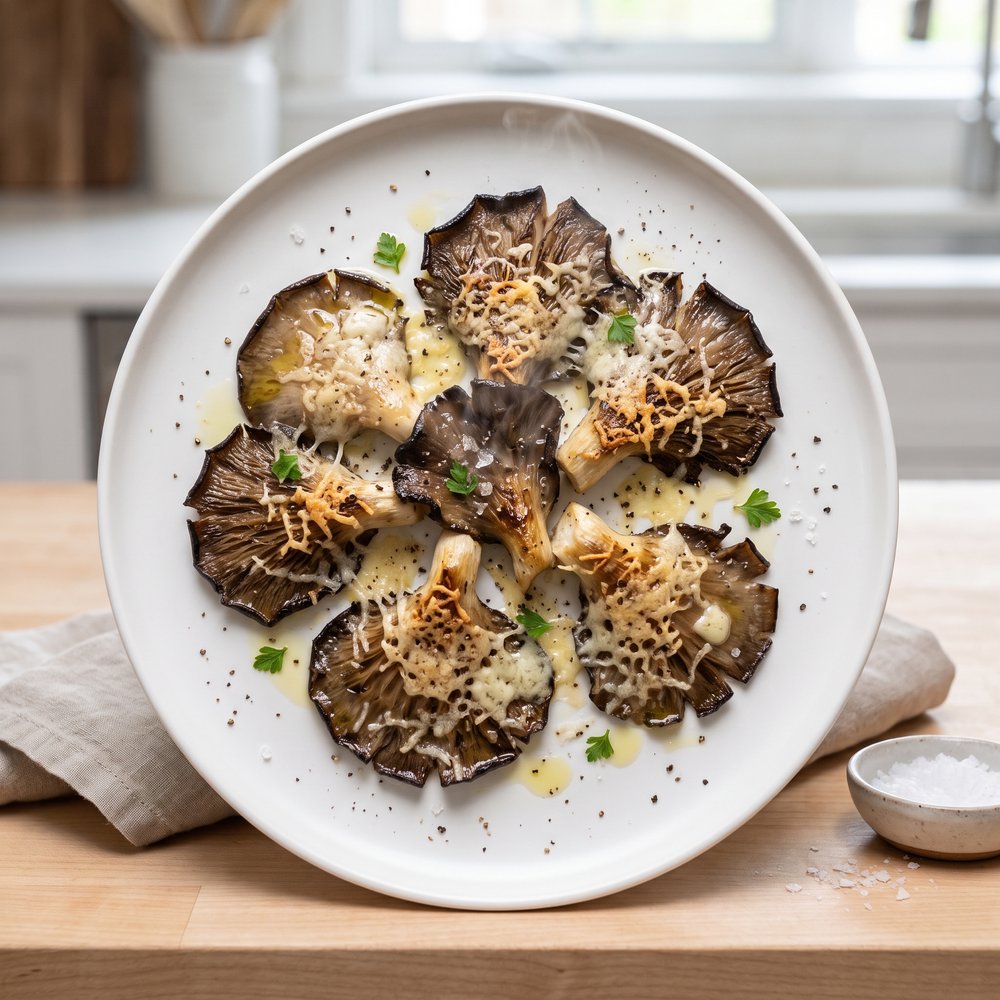 Parmesan-Topped Grilled Oyster Mushrooms