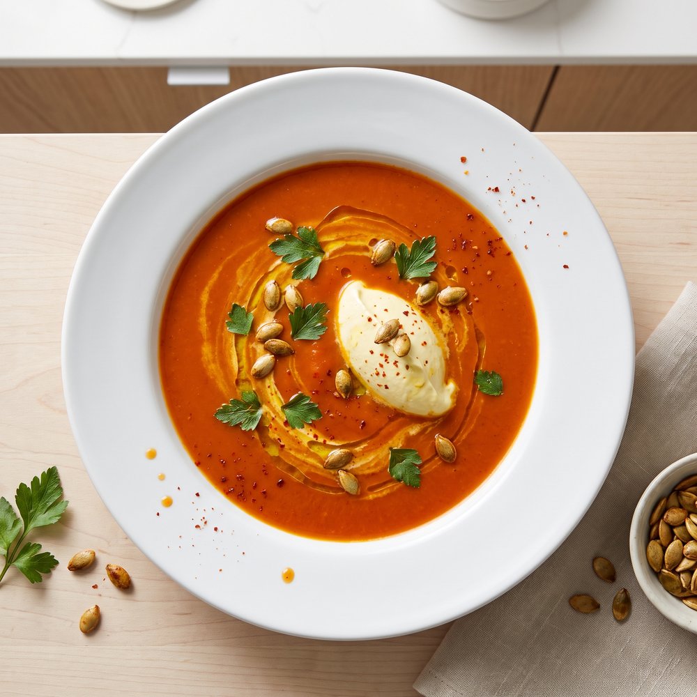 Patty Pan Squash Soup with Red Curry