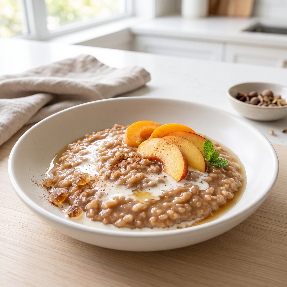 Peachy Brown Rice Pudding