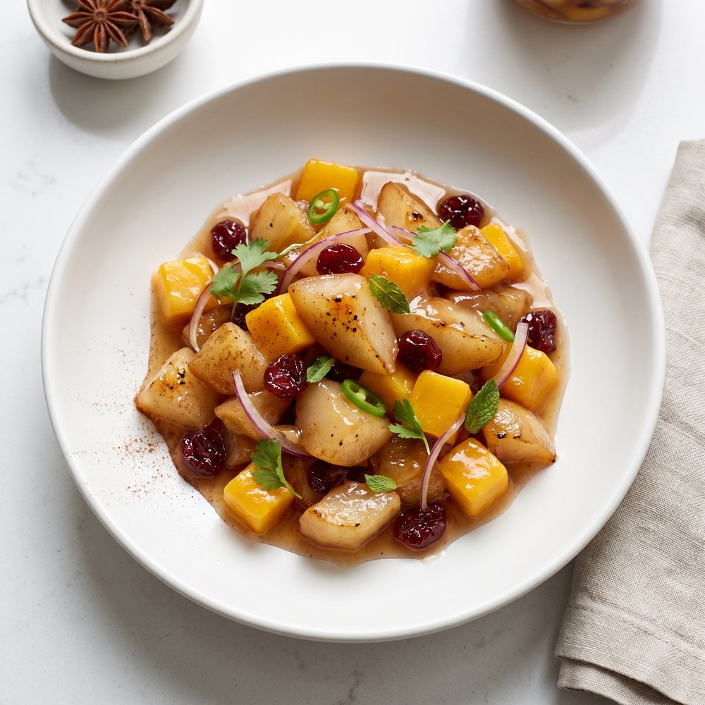 Pear and Mango Chutney with Roasted Pears