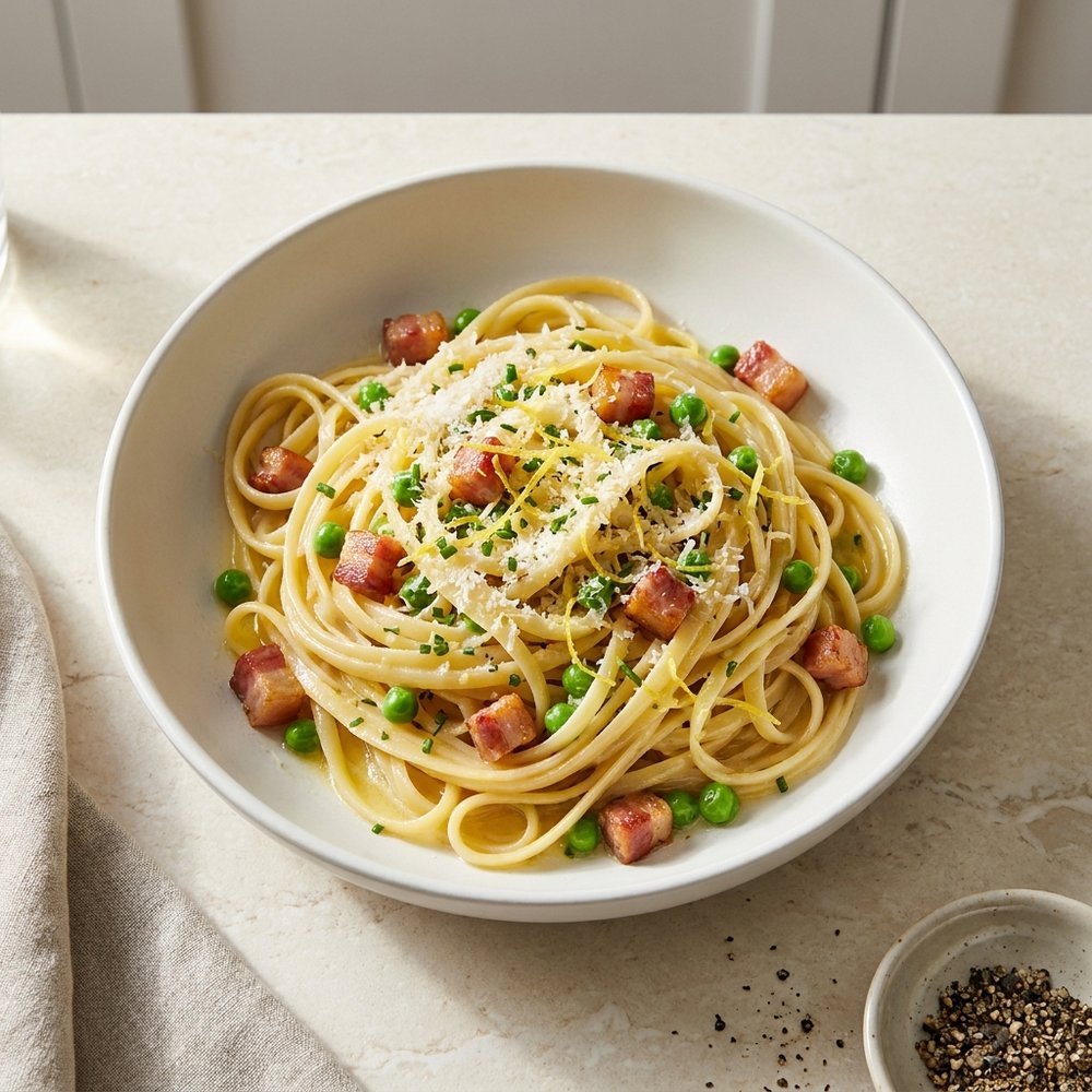 Peas and Pancetta Pasta