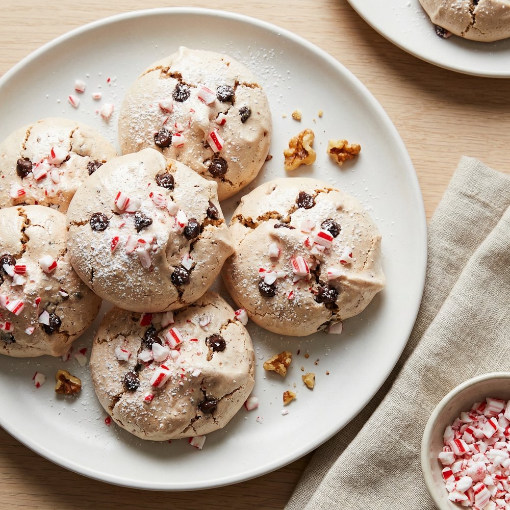 Candy Cane Chocolate Chip Meringue Bites