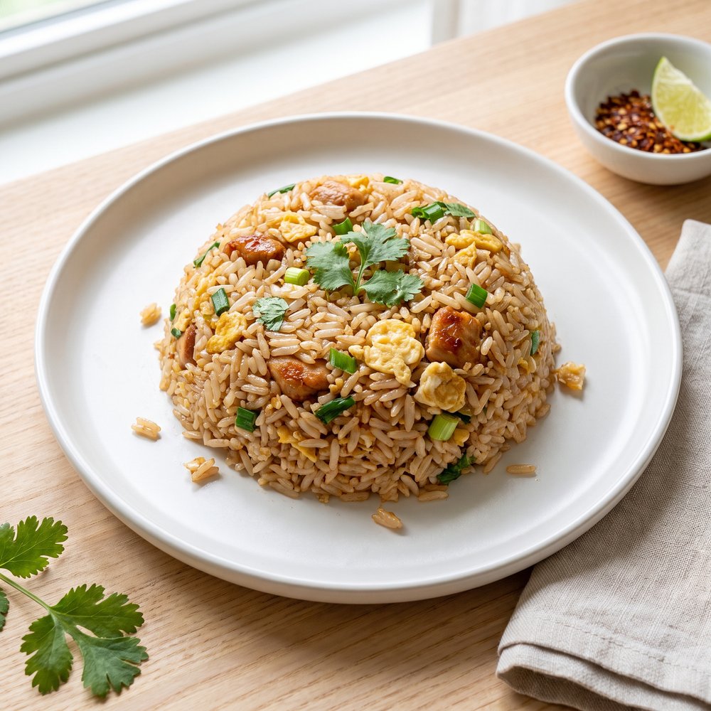 Perfect Thai Fried Rice With Marinated Chicken
