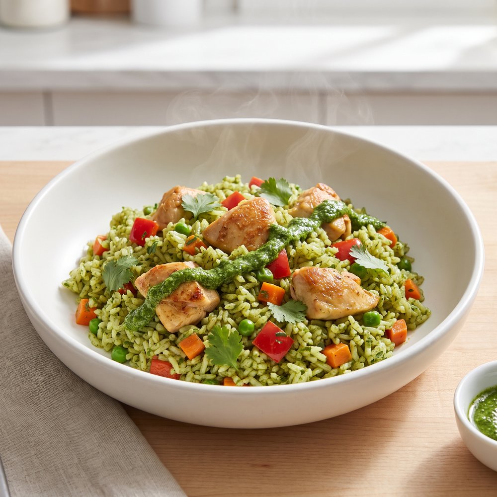 Peruvian-Style Chicken with Cilantro Rice (Arroz con Pollo)