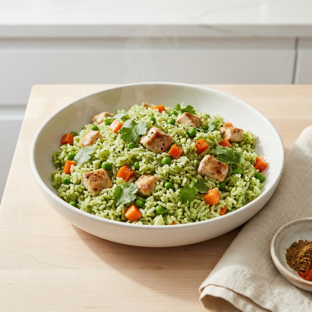 Peruvian Green Cilantro Rice with Chicken