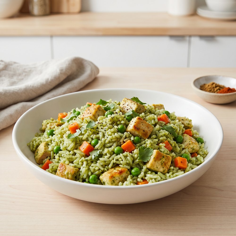 Peruvian Green Cilantro Rice with Chicken