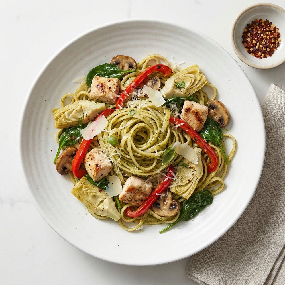 Spence's Chicken Pesto Linguine