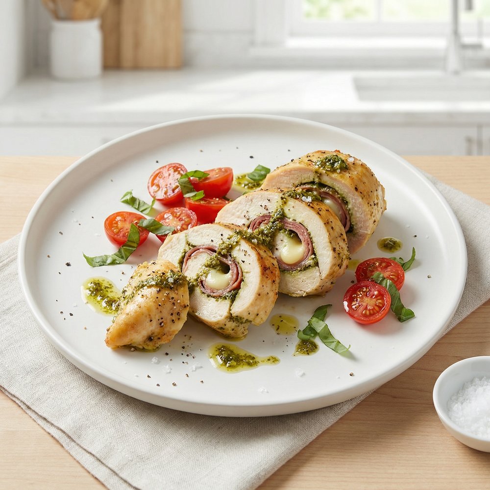 Prosciutto-Stuffed Baked Chicken Breasts with Pesto