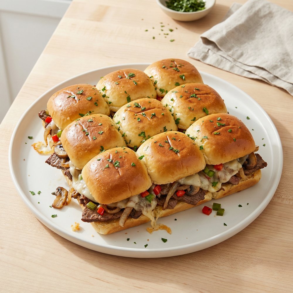 Mini Philly Cheesesteak Party Sliders