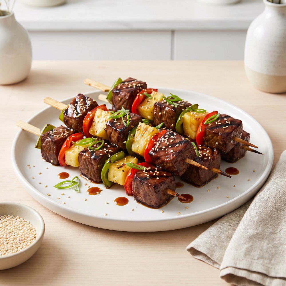 Pineapple Teriyaki Beef Skewers