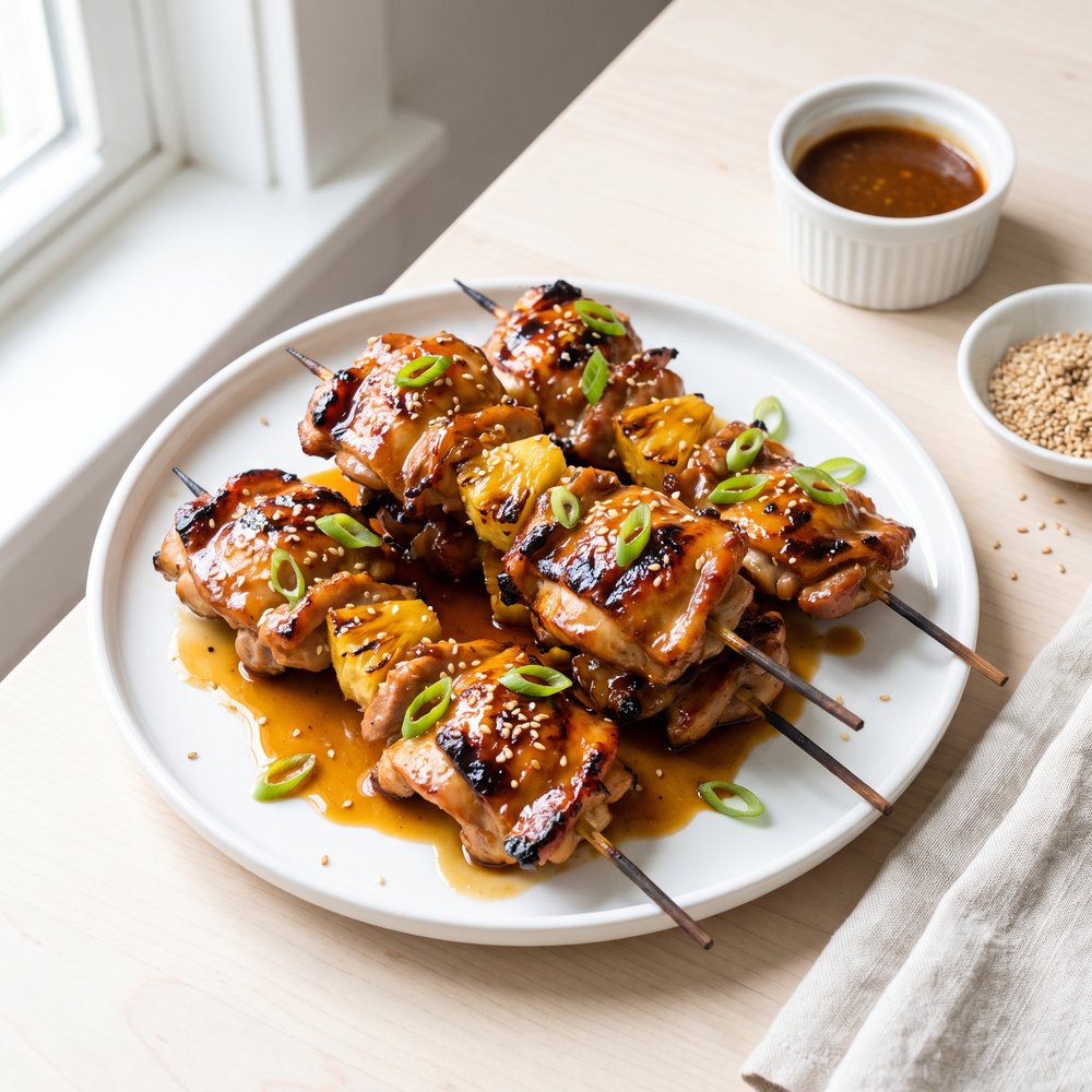 Pineapple Teriyaki Chicken Thigh Kebabs