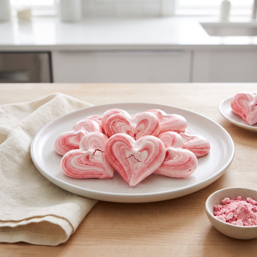 Pink Swirled Meringue Hearts