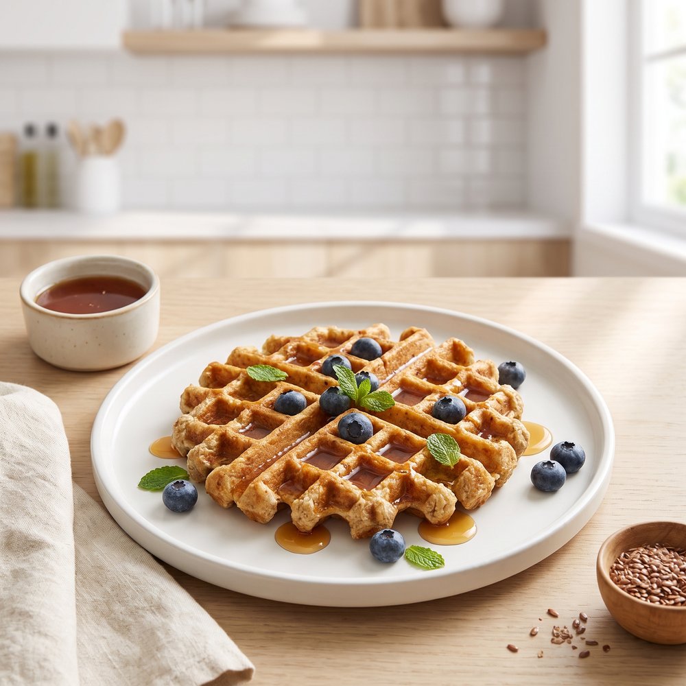 Plant-Based Oat and Flax Waffles