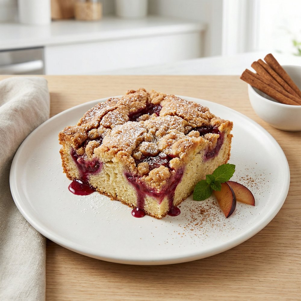 Cinnamon-Streusel Plum Buckle