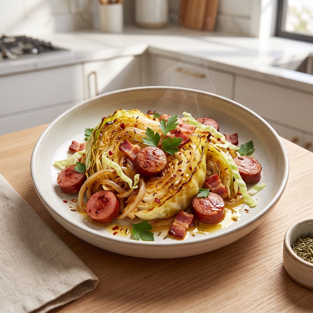 Polish Kielbasa with Braised Cabbage