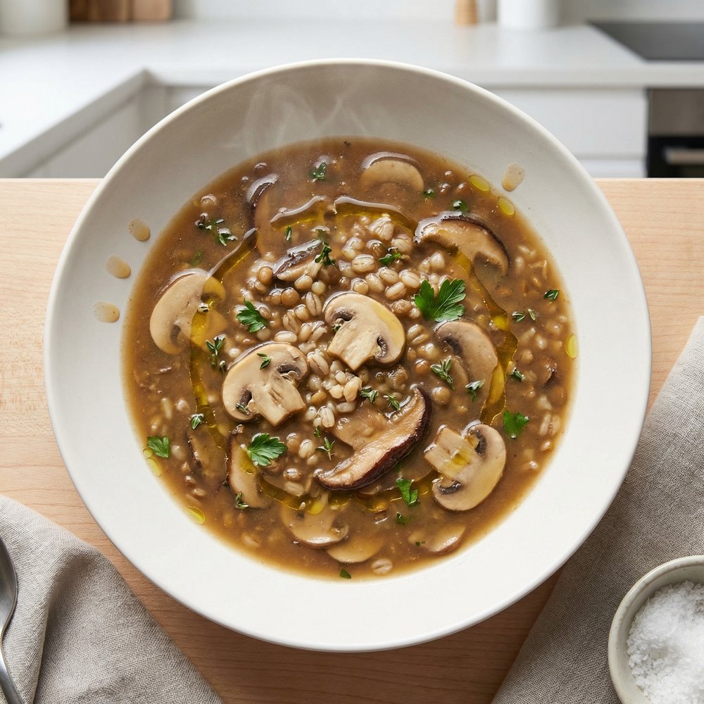 Hearty Barley, Lentil & Mushroom Soup