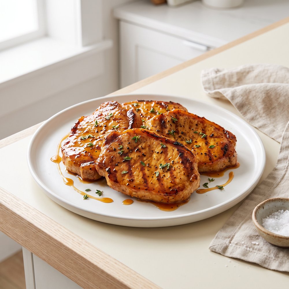 Pork Chops with Hot Honey Glaze