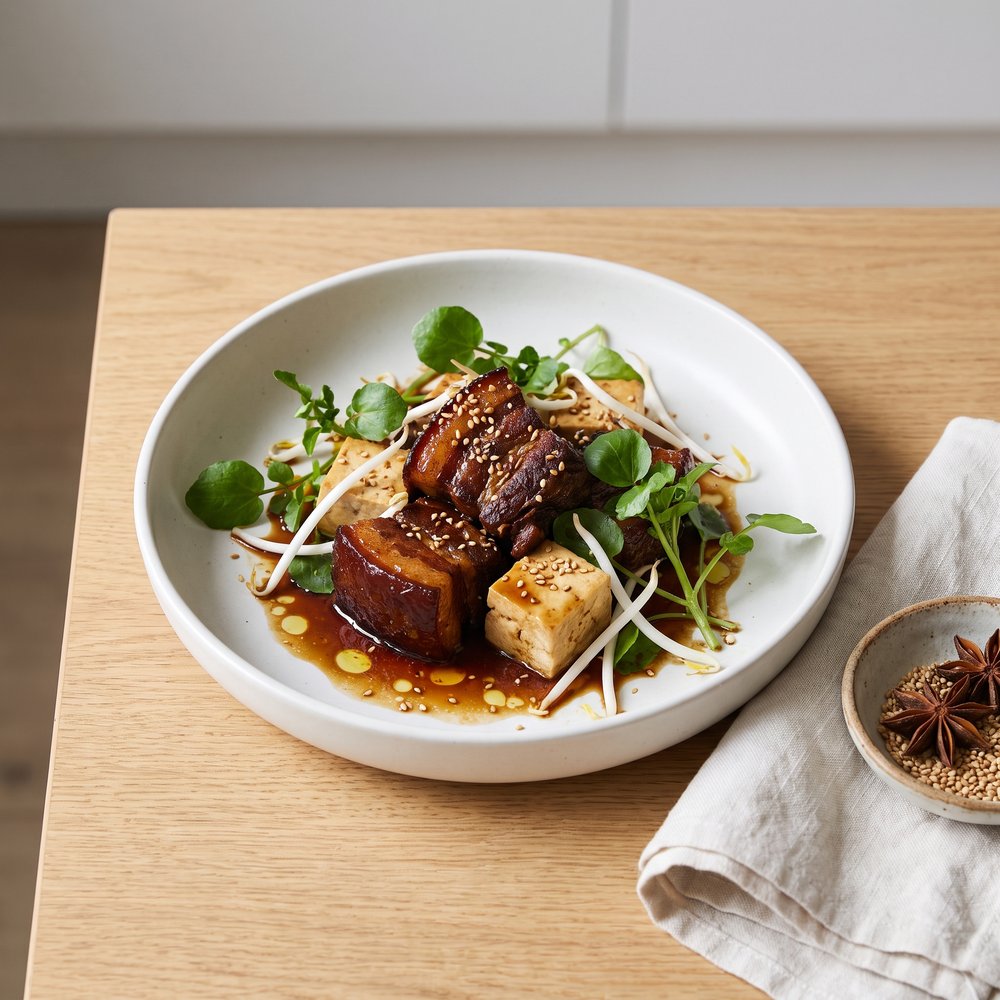 Pork Tofu with Watercress and Bean Sprouts