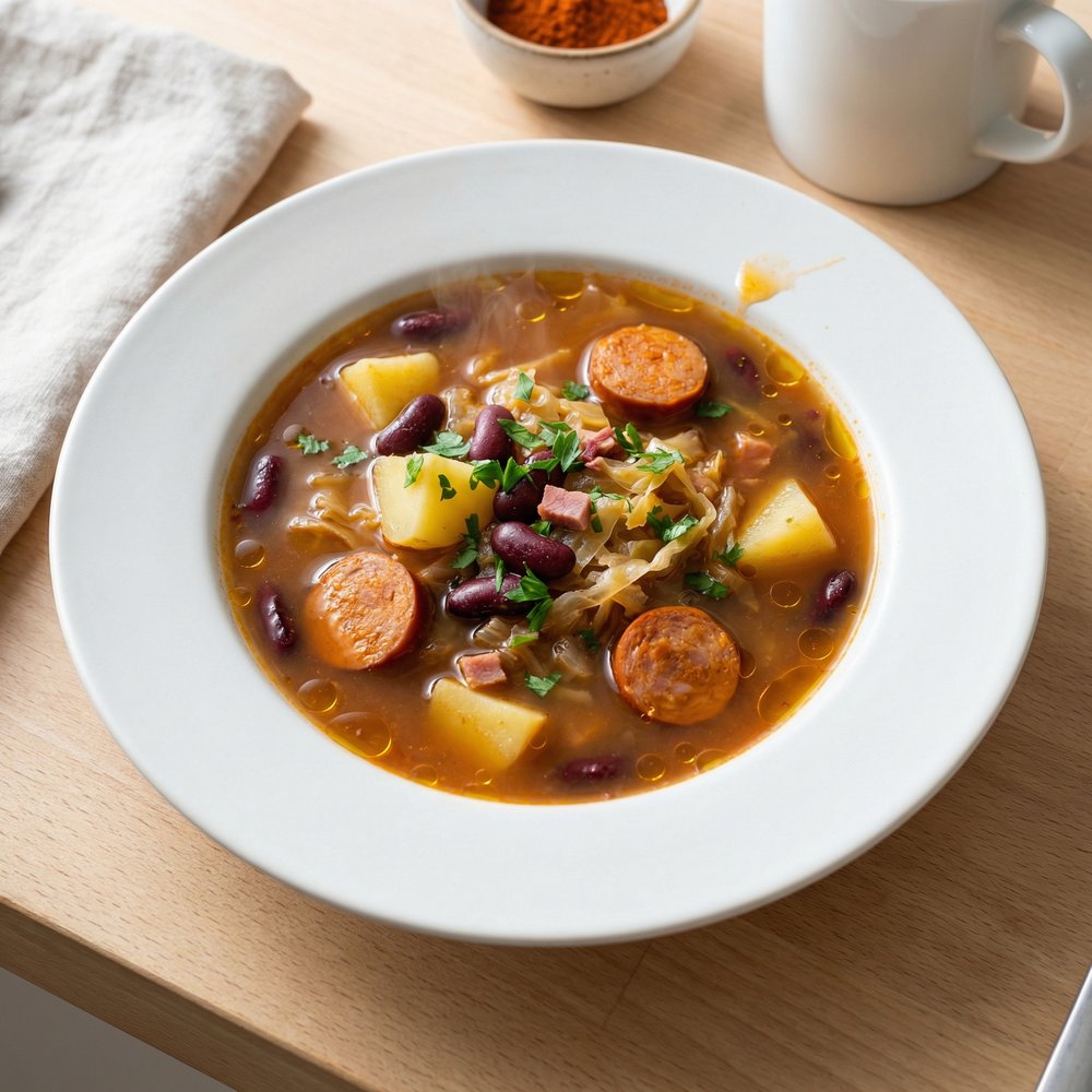 Rustic Portuguese Bean and Cabbage Soup