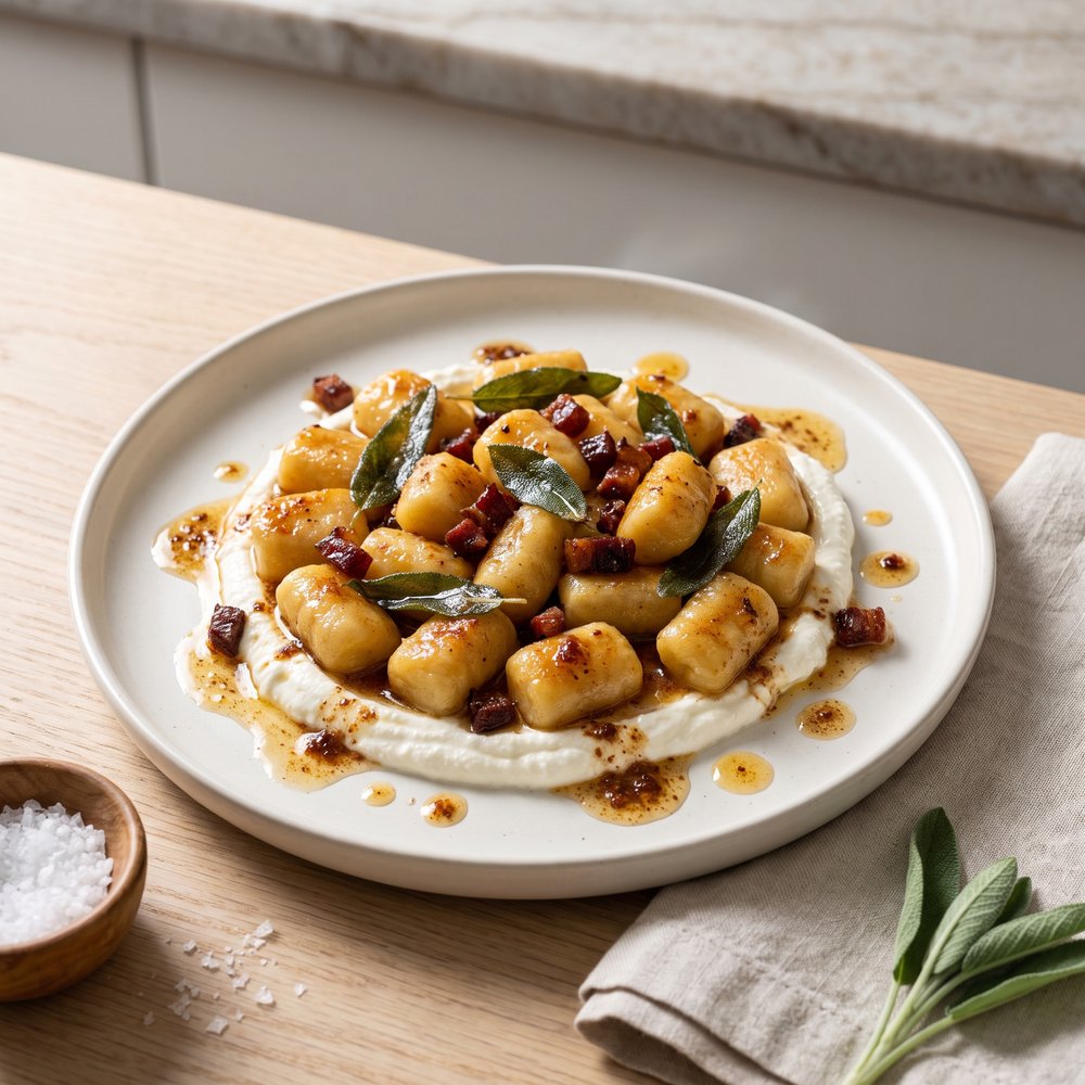 Potato Gnocchi with Browned Sage Butter and Crispy Pancetta
