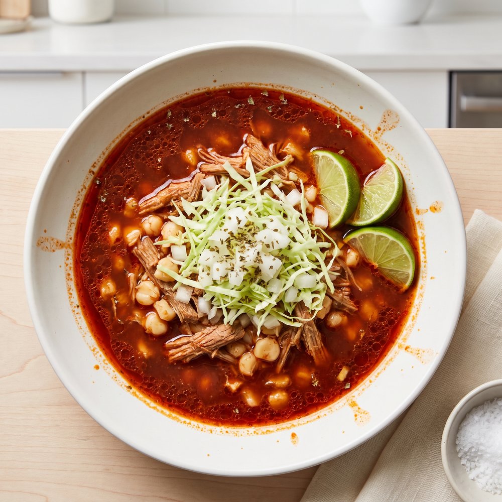 Pozole Rojo (Mexican Pork and Hominy Stew)