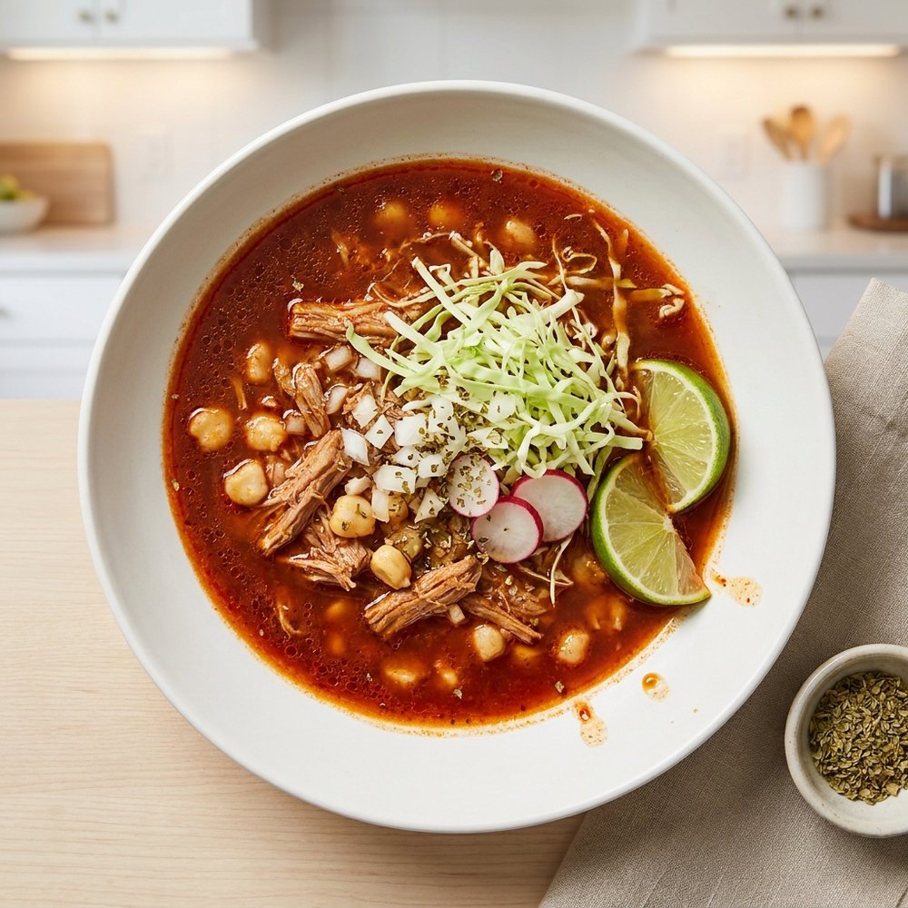 Pozole Rojo (Mexican Pork and Hominy Stew)