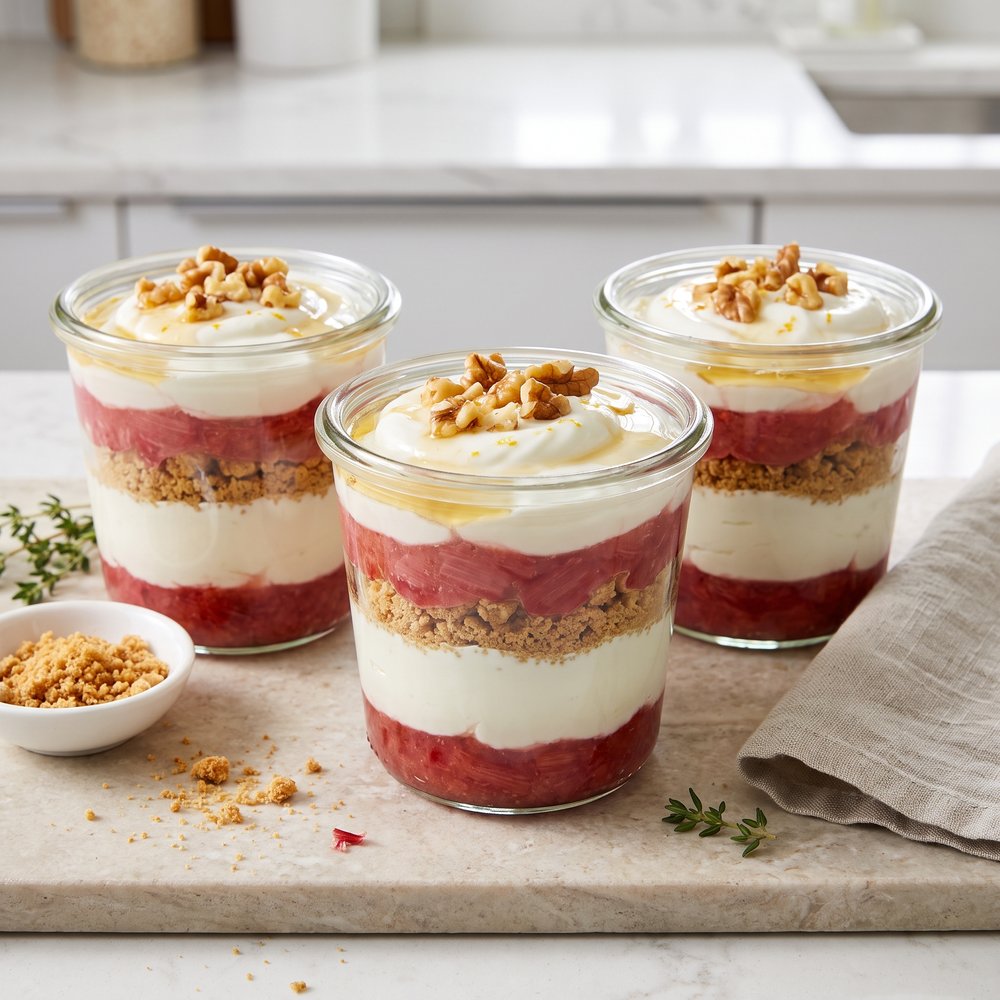 Prep-Ahead Rhubarb Greek Yogurt Parfaits