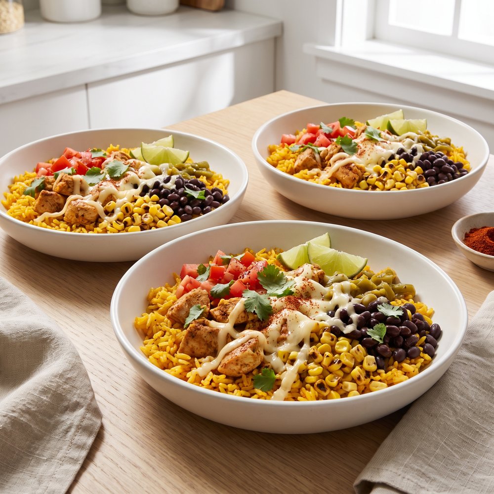 Pressure Cooker Chicken and Rice Mexican Bowls
