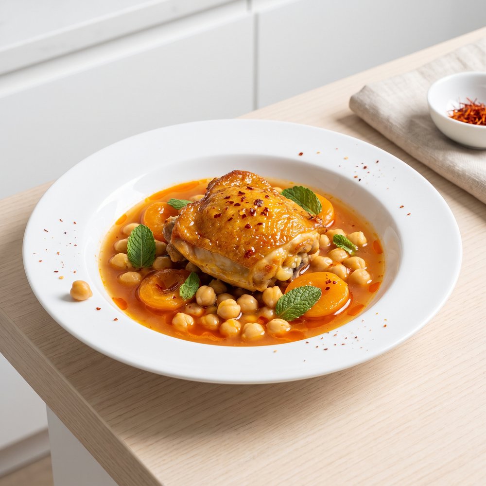 Pressure Cooker Chicken Tagine with Apricots and Chickpeas