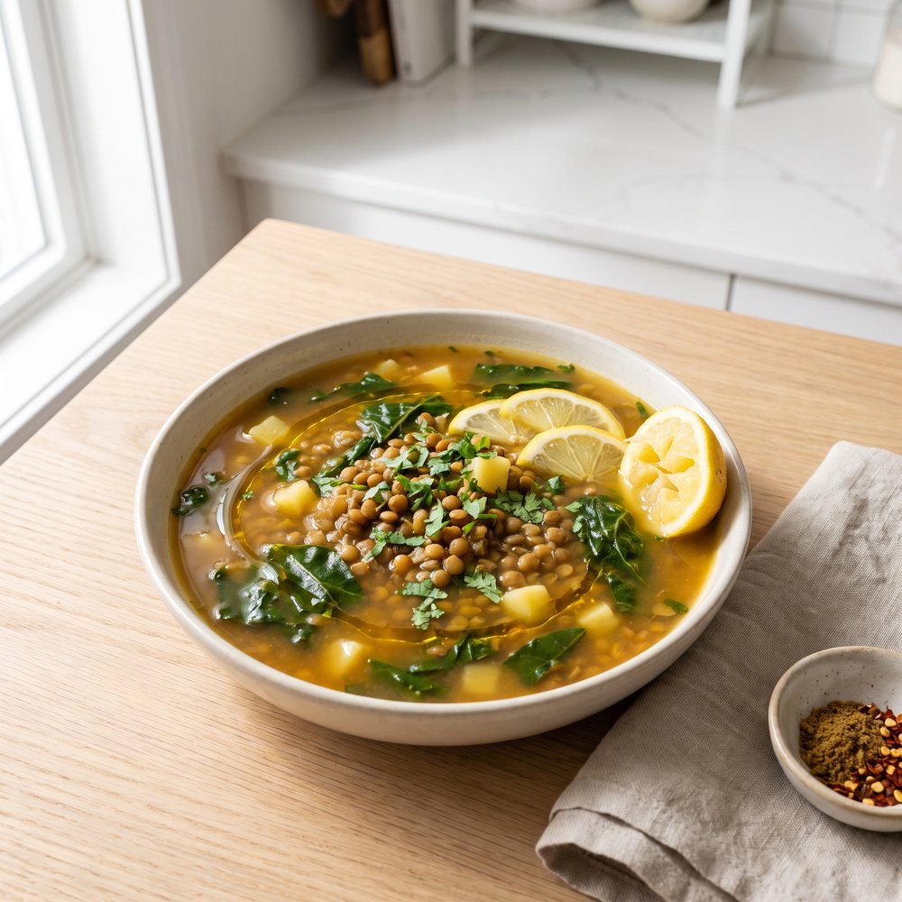 Pressure Cooker Lebanese Lentil & Swiss Chard Soup