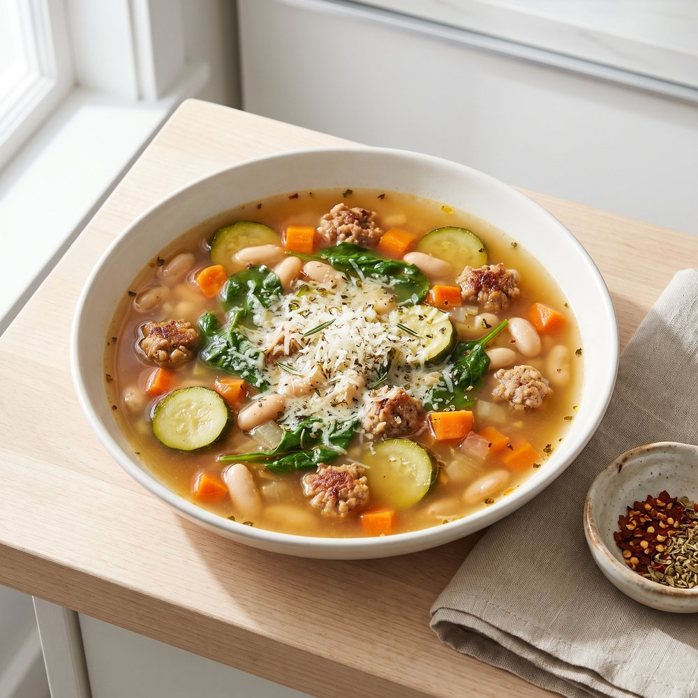 Pressure Cooker Minestrone with Turkey Sausage